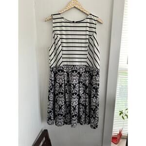 Xhilaration Women's Black White Floral Striped Dress | Size XXL